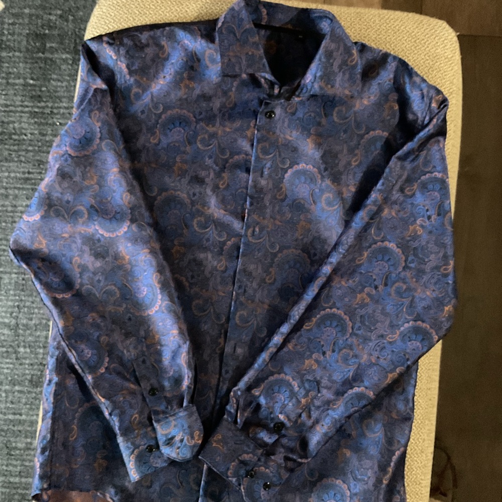 Blue and gold men’s dress shirt